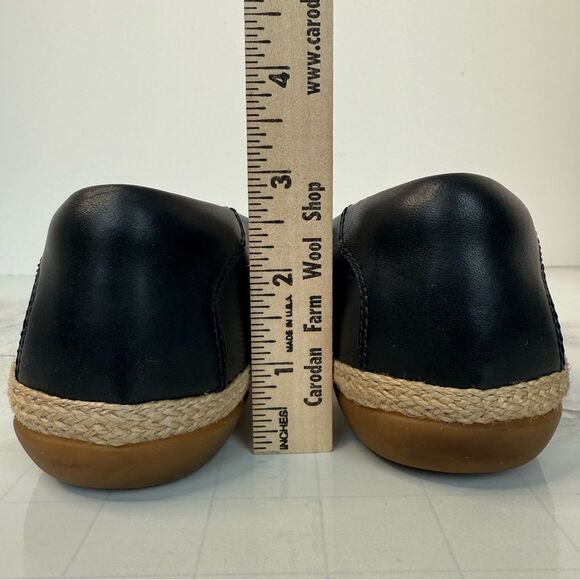 Clarks Black Leather Cloudstepper Comfort Slip On Espadrille Loafer Sz 5.5 - Picture 5 of 14